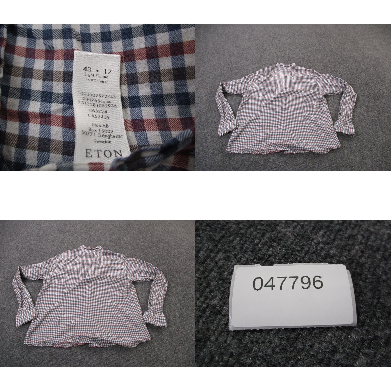 Eton Eton Shirt Men XL Plaid Light Flannel Casual Button-Up Pocket Collar-Down Multi Color 17 43 43? Size 46R - 8 Thumbnail
