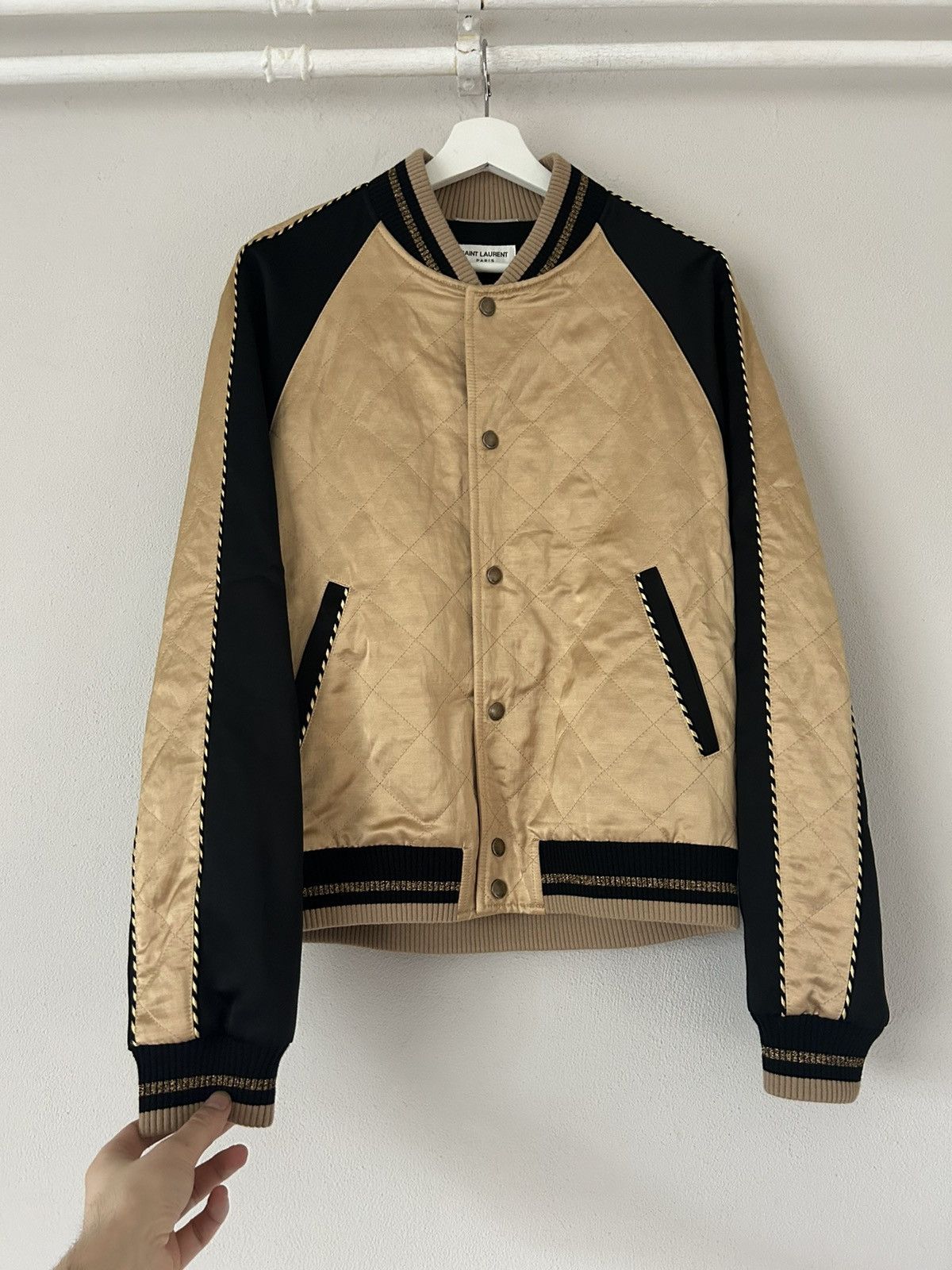 Saint Laurent Paris Gold Satin Teddy Bomber Jacket Size US M / EU 48-50 / 2 - 5 Thumbnail
