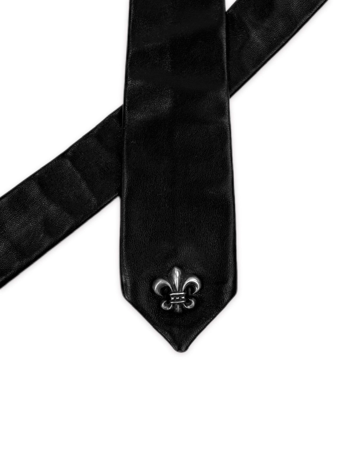 Chrome Hearts Chrome Hearts Fleur de Lis Pendant Black Leather Suit Neck Tie Size ONE SIZE - 3 Thumbnail