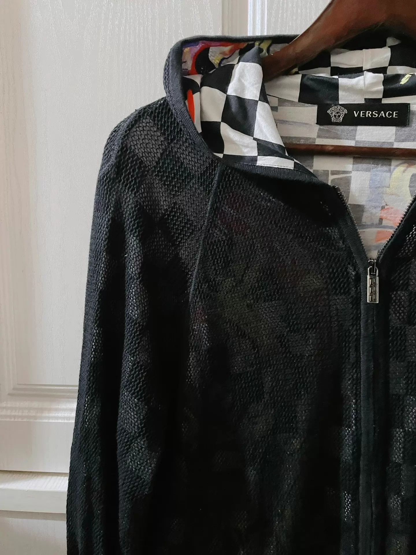 Versace Versace Baroque Net & Check Hooded Jacket L Size US M / EU 48-50 / 2 - 4 Thumbnail