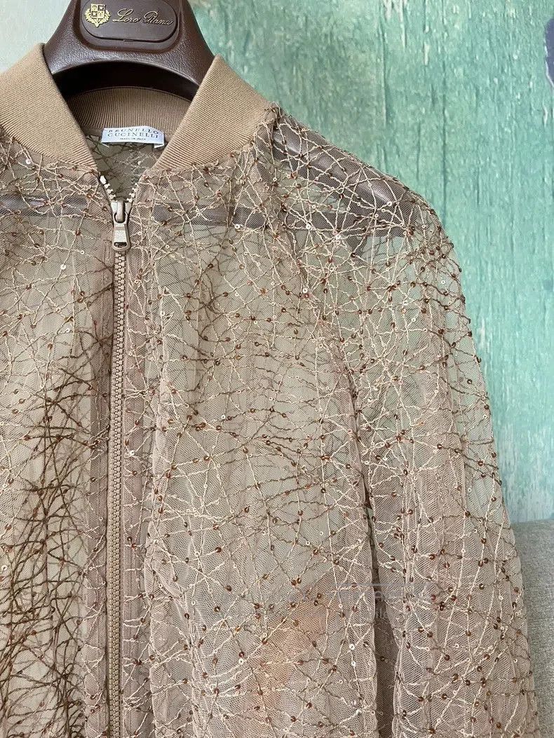Brunello Cucinelli Brunello Cucinelli Sequin Embroidered Bomber Jacket. Size US S / EU 44-46 / 1 - 2 Thumbnail