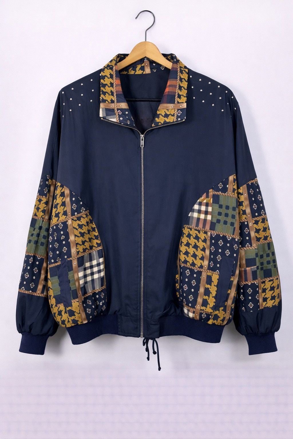 Vintage Vintage Patchwork Bomber Jacket with Zip Front Ribbed Cuffs Size US L / EU 52-54 / 3 - 1 Thumbnail
