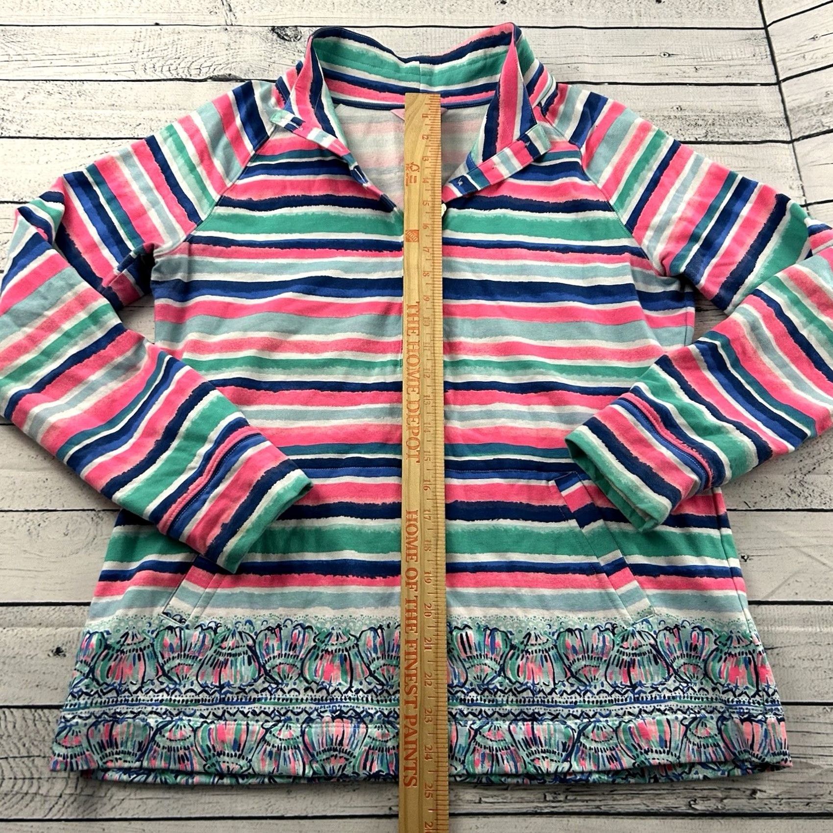 Lilly Pulitzer Lilly Pulitzer Striped Pullover Jacket Women's Large Multicolor Basic Jacket Size L / US 10 / IT 46 - 3 Thumbnail