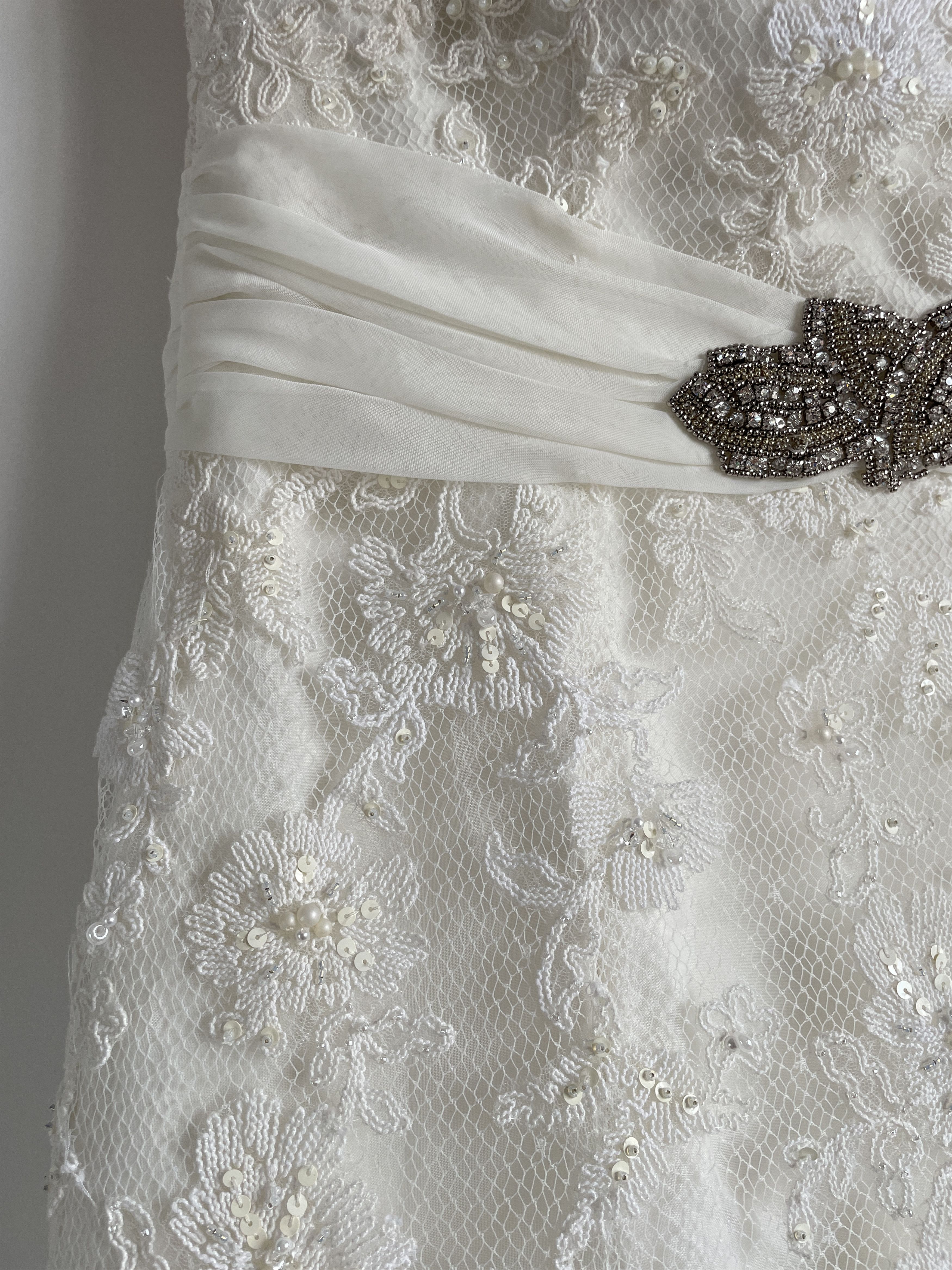 Other Pronovias Barcelona Strapless ALine Laces Wedding Dress Gown Size XL / US 12-14 / IT 48-50 - 9 Thumbnail