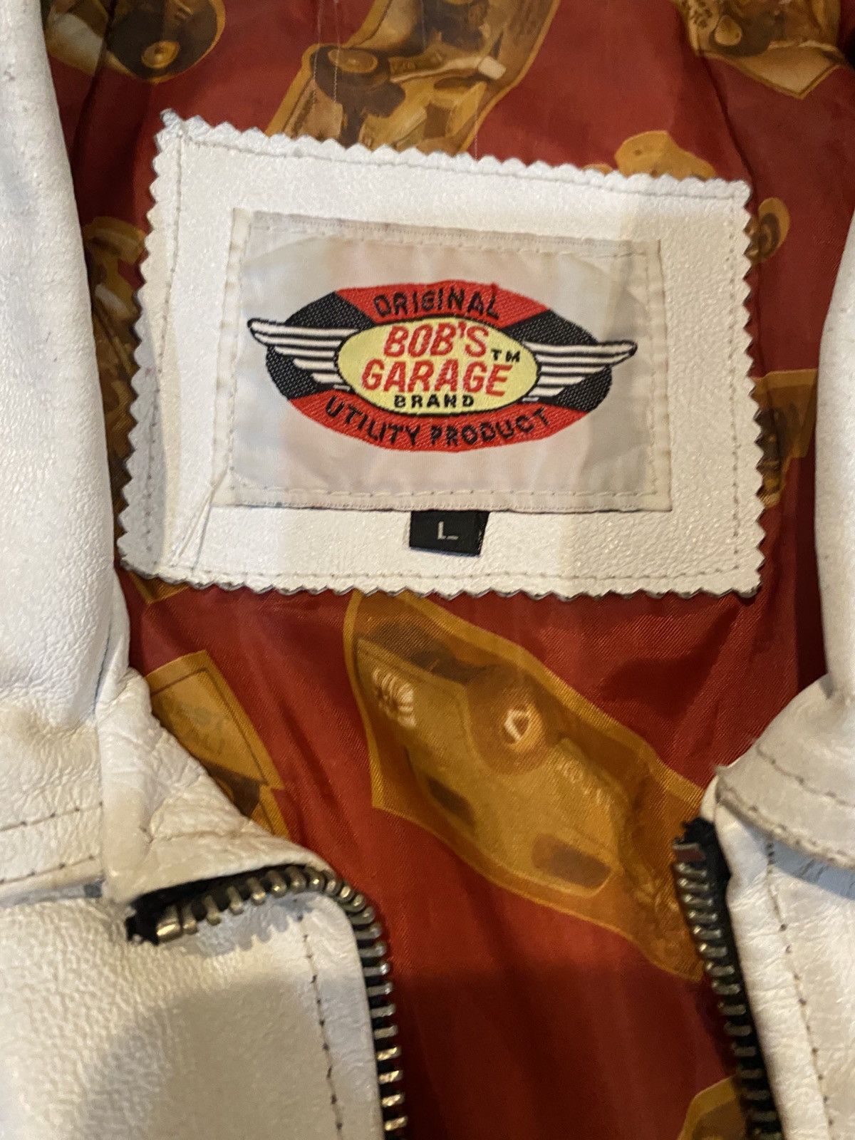 Vintage Vintage White and Black Bobs Garage Leather Jacket Size US L / EU 52-54 / 3 - 4 Thumbnail