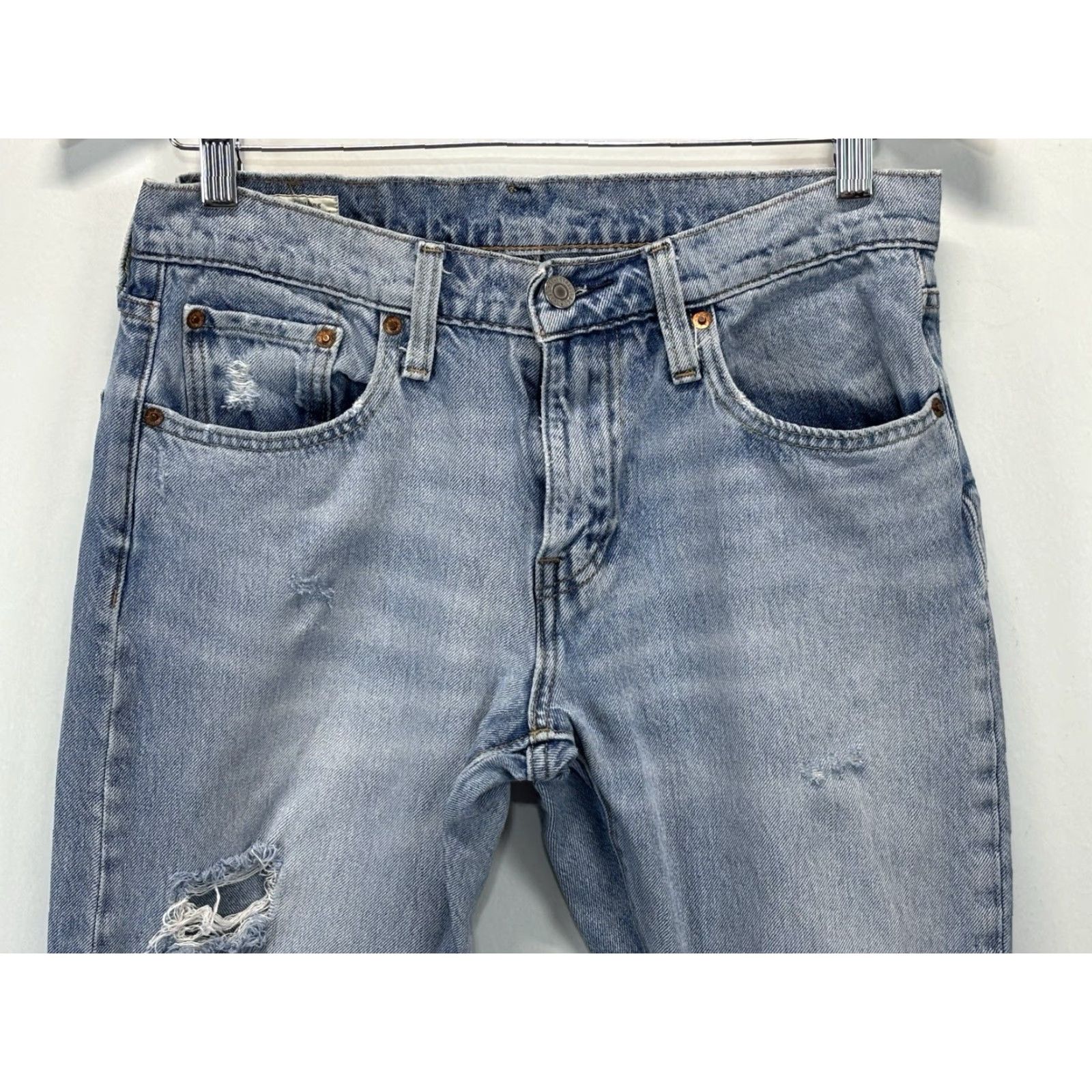 Levi's Levi's Hi Ball Jeans Women’s Size 30 Light Wash Distressed Straight Big E Size 30" / US 8 / IT 44 - 2 Thumbnail