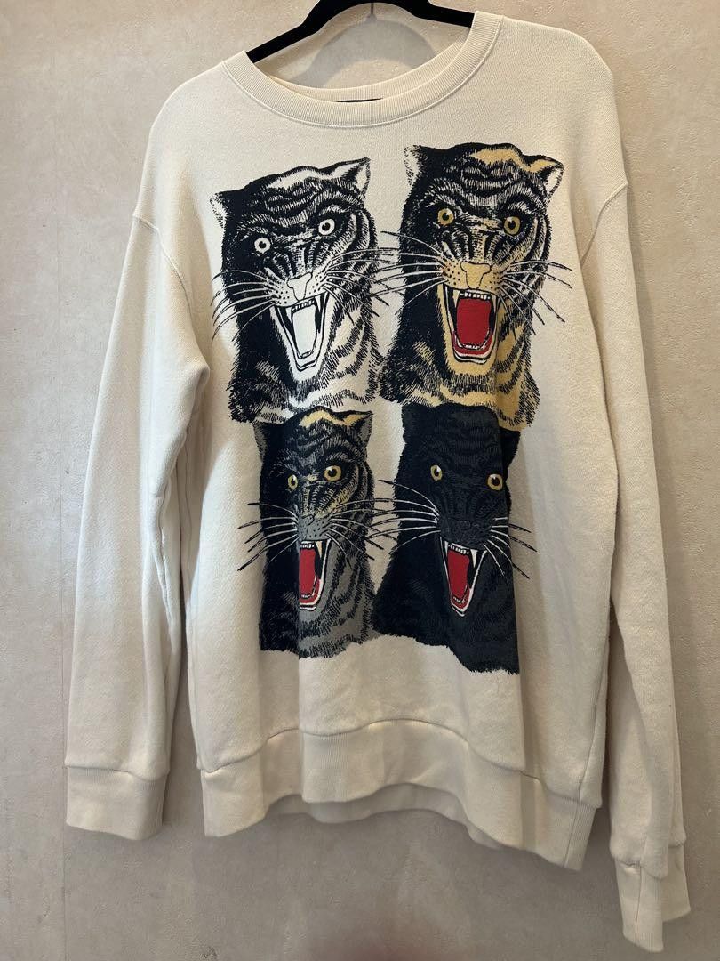 GUCCI Tiger Print Sweatshirt - Men's Oversized M
