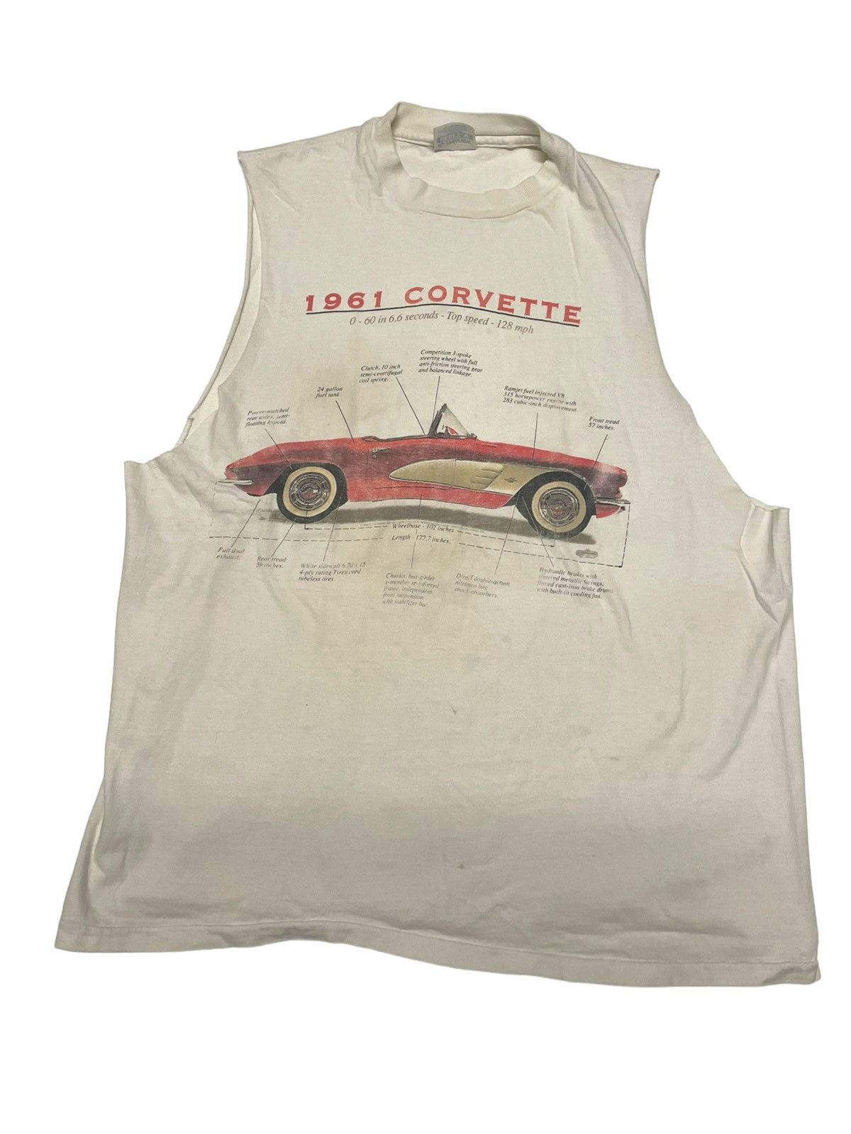 Chevrolet × Vintage Vintage Corvette Single Stitch Sleeveless Shirt XL Size US XL / EU 56 / 4 - 1 Thumbnail
