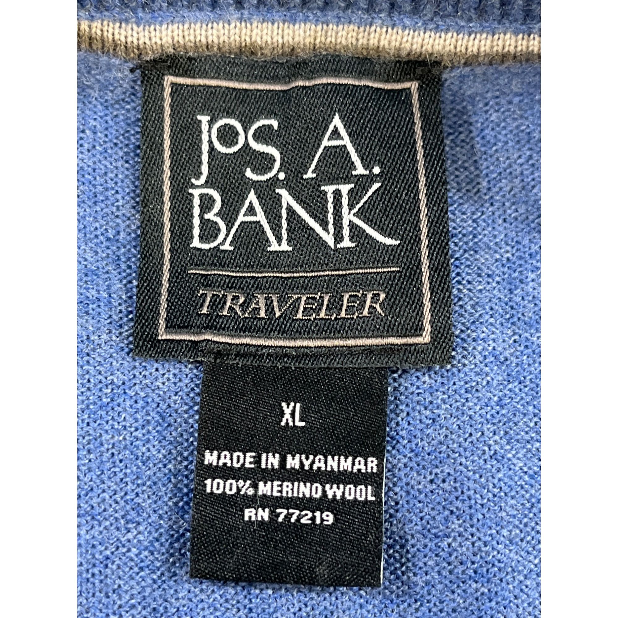 Jos. A. Bank Jos A Bank Traveler Mens Blue V Neck Knit Sweater Size XL SK Size US XL / EU 56 / 4 - 4 Thumbnail