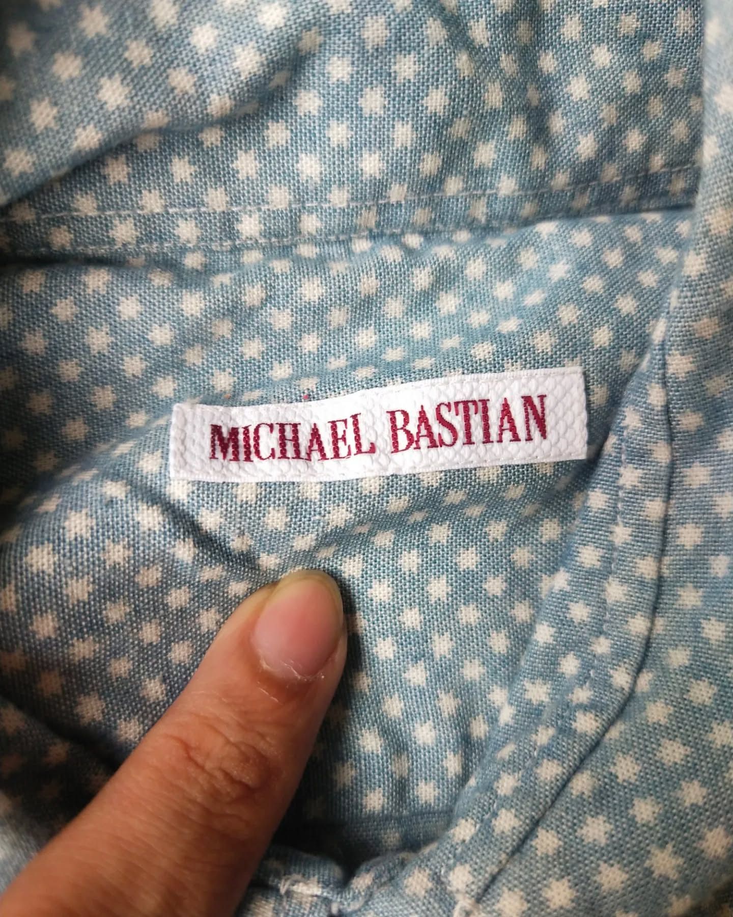 Michael Bastian Michael Bastian Blue Polkadot Pattern Shirt Made in Italy Size US M / EU 48-50 / 2 - 4 Thumbnail