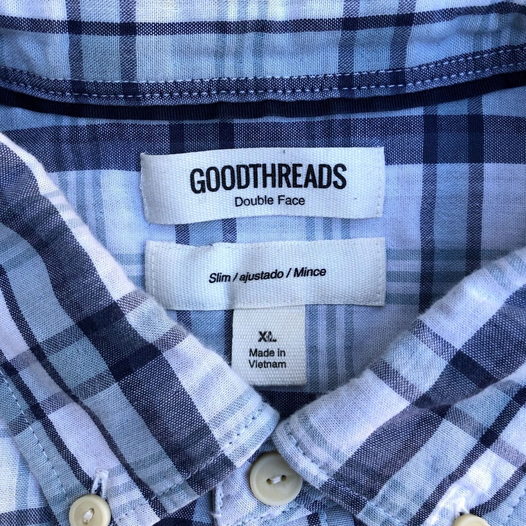 Doublet GOODTHREADS Double Face Slim Fit Button Down Shirt Men's XL Plaid Blue Size US XL / EU 56 / 4 - 5 Thumbnail