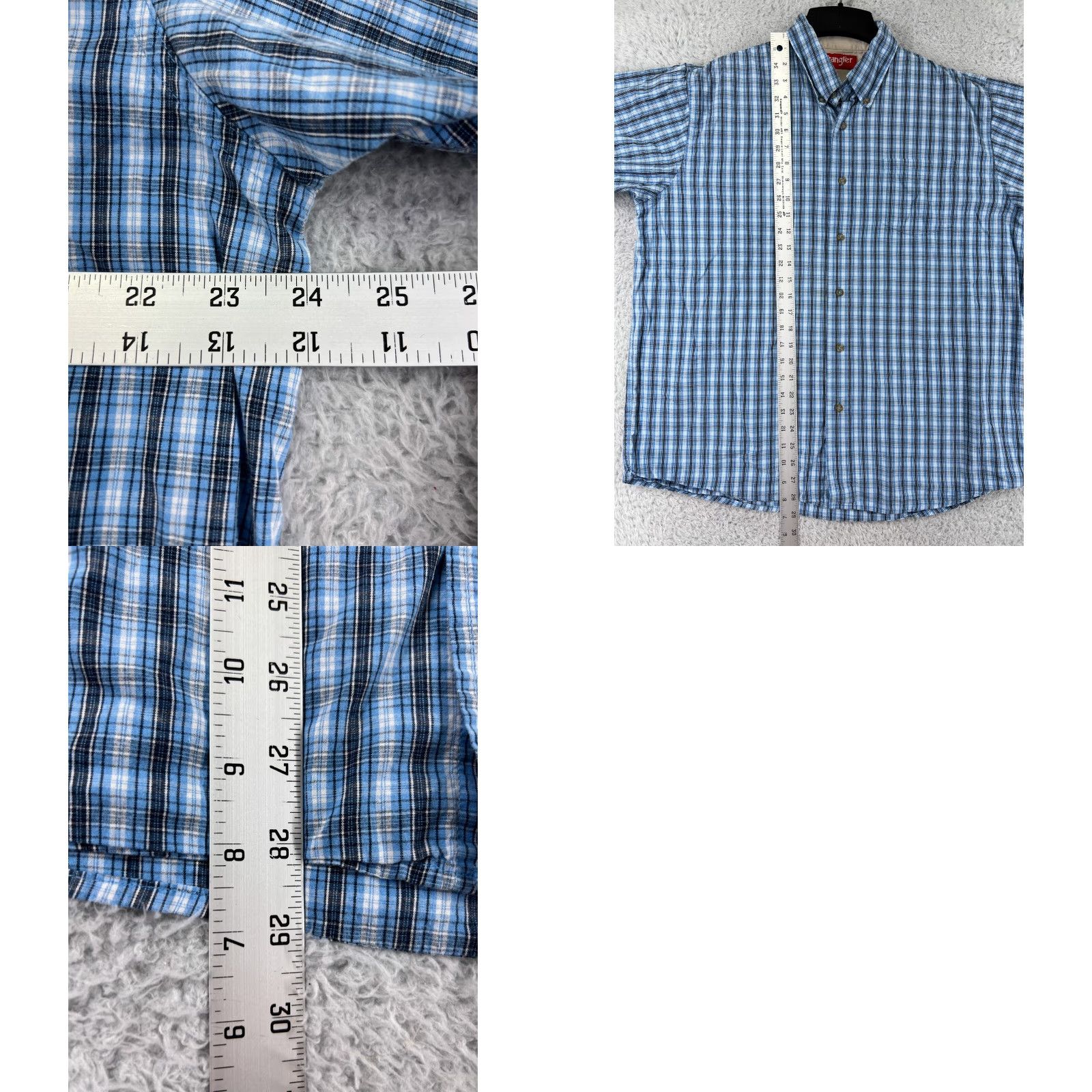 Wrangler Wrangler Shirt Mens Large Blue Plaid 100% Cotton Western Button-Up Pocket Size US L / EU 52-54 / 3 - 9 Thumbnail
