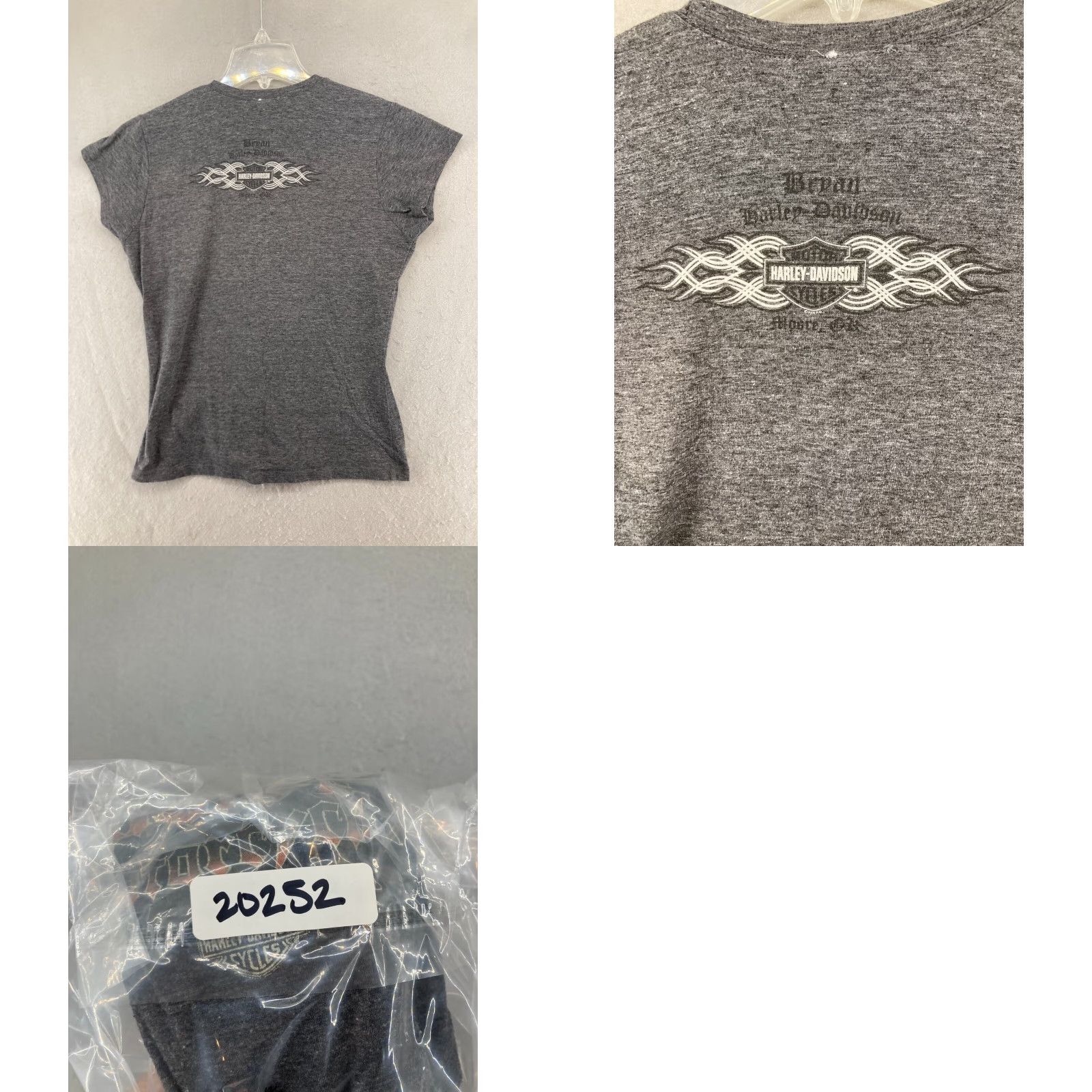 Harley Davidson Harley-Davidson Women's T-Shirt Medium Gray Short Sleeve Tribal Spellout Motorcycle 2006 Size M / US 6-8 / IT 42-44 - 8 Thumbnail
