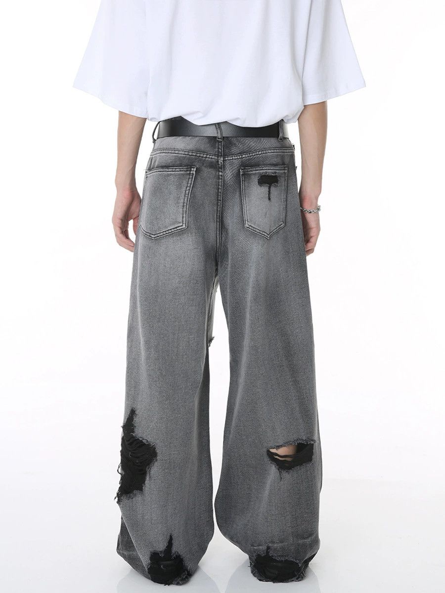 Jean Men's high street washed hip-hop loose ripped jeans Size US 32 / EU 48 - 4 Thumbnail