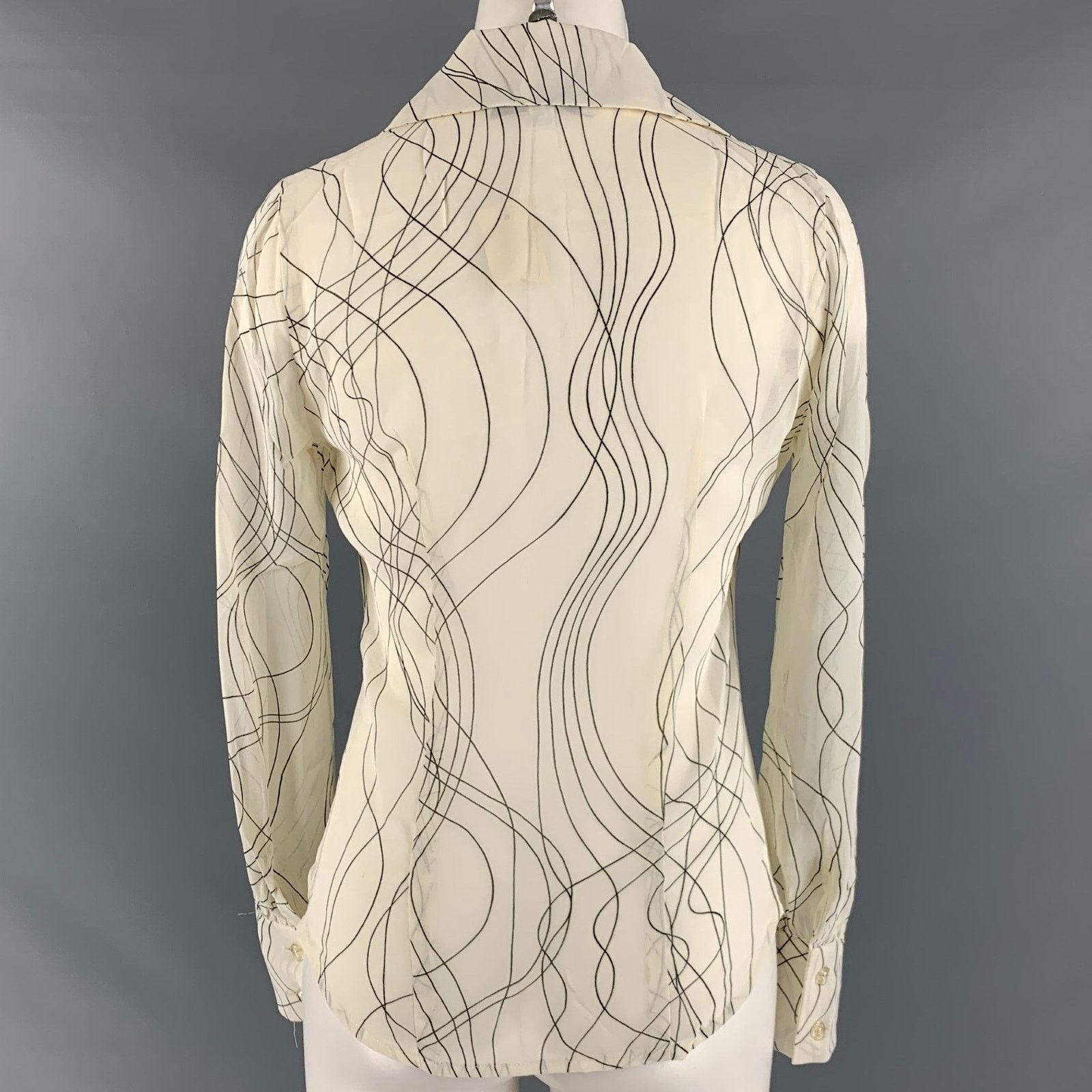 Other LAUNDRY Size 2 White Black Rayon Abstract Button Up Blouse Size XS / US 0-2 / IT 36-38 - 3 Thumbnail