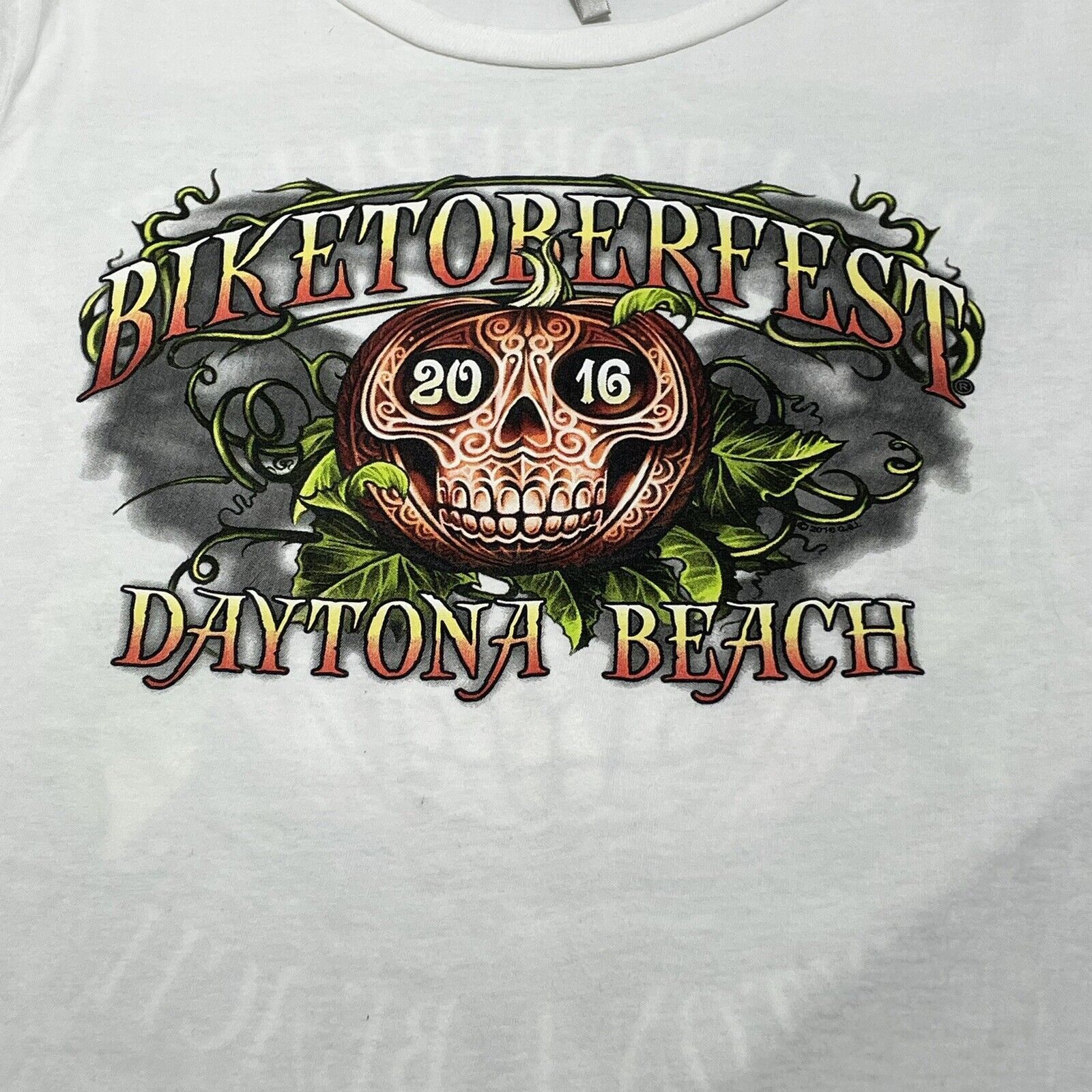 Vintage Hot Leathers 2016 Daytona Beach Biketober Fest T-Shirt Size L / US 10 / IT 46 - 11 Thumbnail