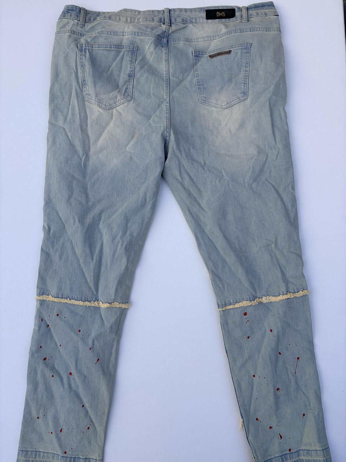 Other DNA Premium Wear Light Washed/Red Patch Jeans (Size 44x32) Size US 44 / EU 60 - 2 Thumbnail