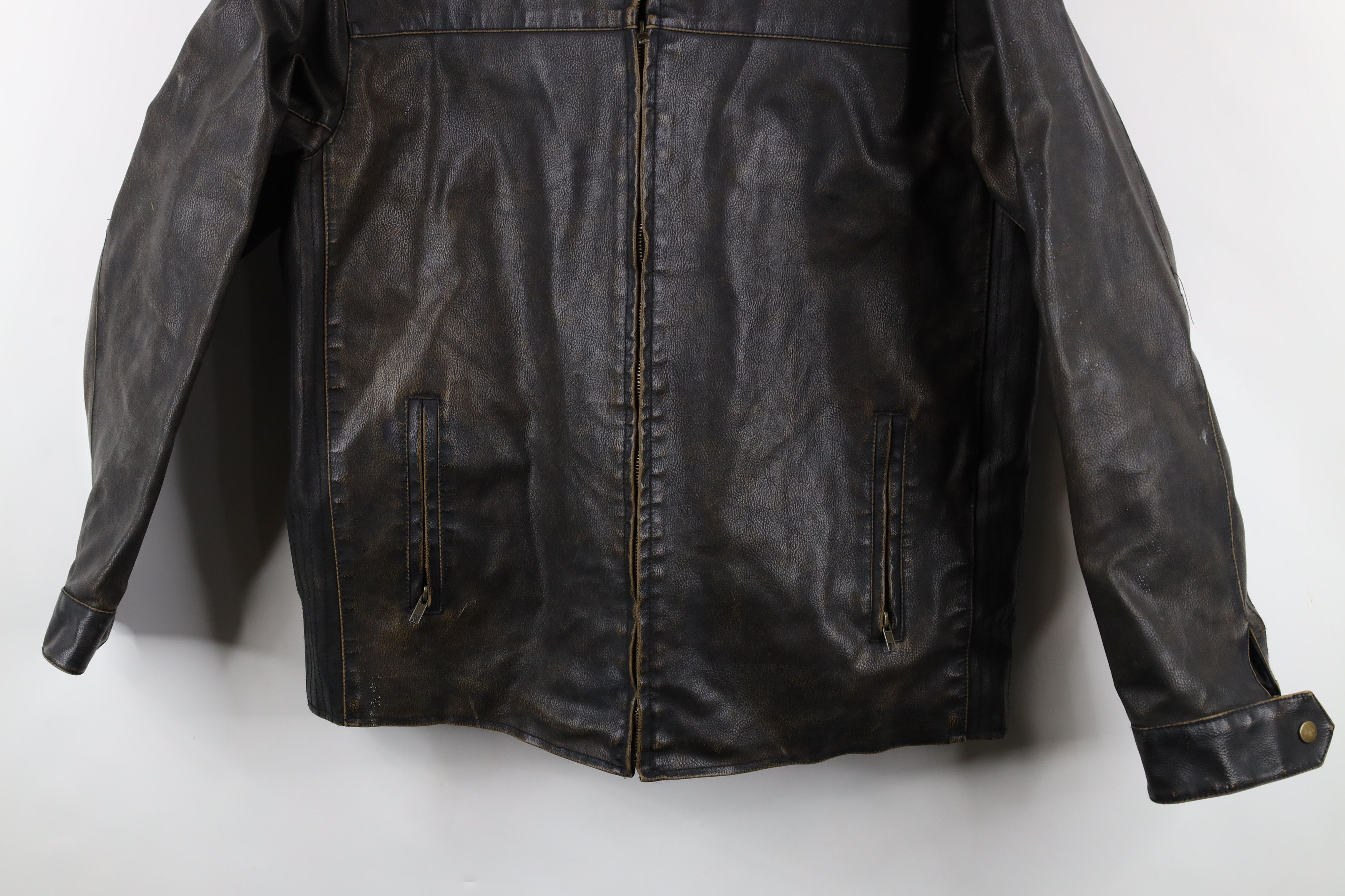 Vintage Vintage 90s Y2K Streetwear Faux Leather Quilted Moto Jacket Size US L / EU 52-54 / 3 - 3 Thumbnail