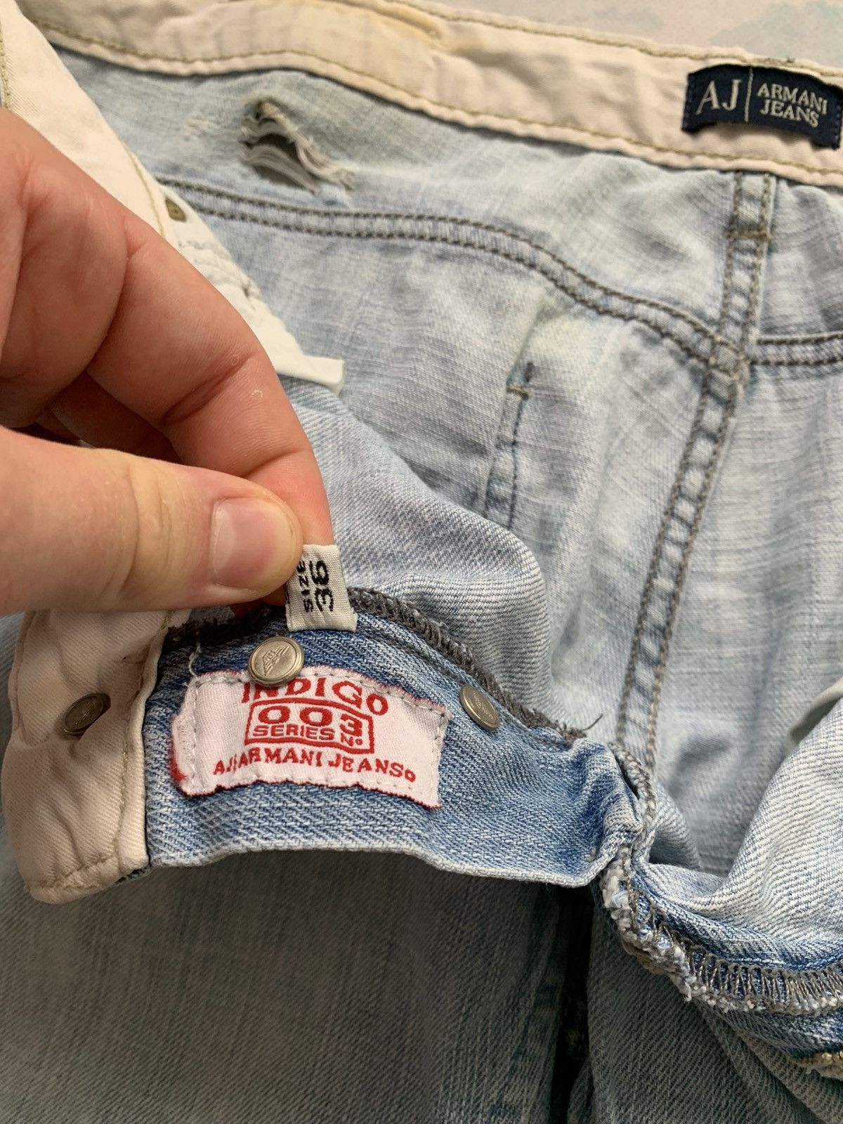 Armani Armani Y2K Distressed Denim Shorts Hype 2000s Destroyed Rare Size US 36 / EU 52 - 16 Thumbnail