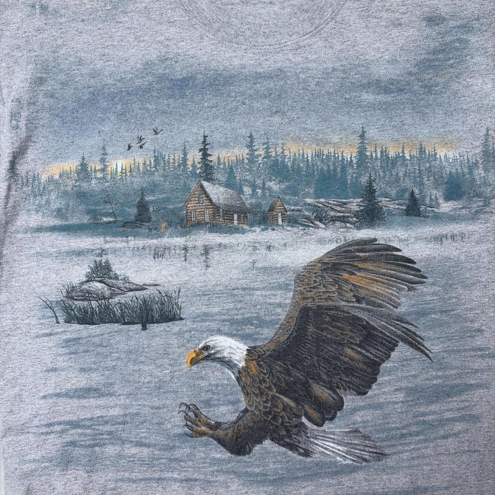 Other Vintage 90’s Grey Double Sided Eagle Nature AOP T-Shirt Size US M / EU 48-50 / 2 - 6 Thumbnail
