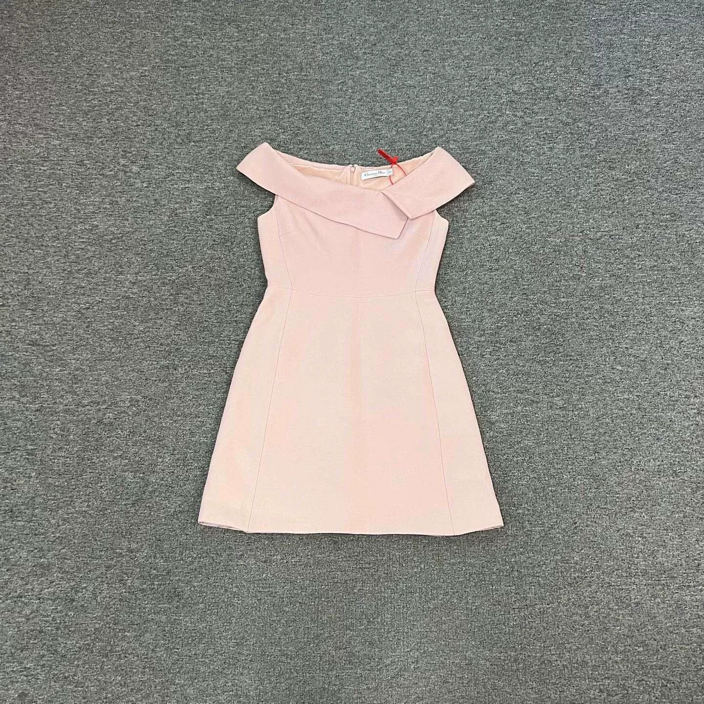 Dior Dior Pink Off-Shoulder Silk Wool Dress Size XS / US 0-2 / IT 36-38 - 1 Thumbnail
