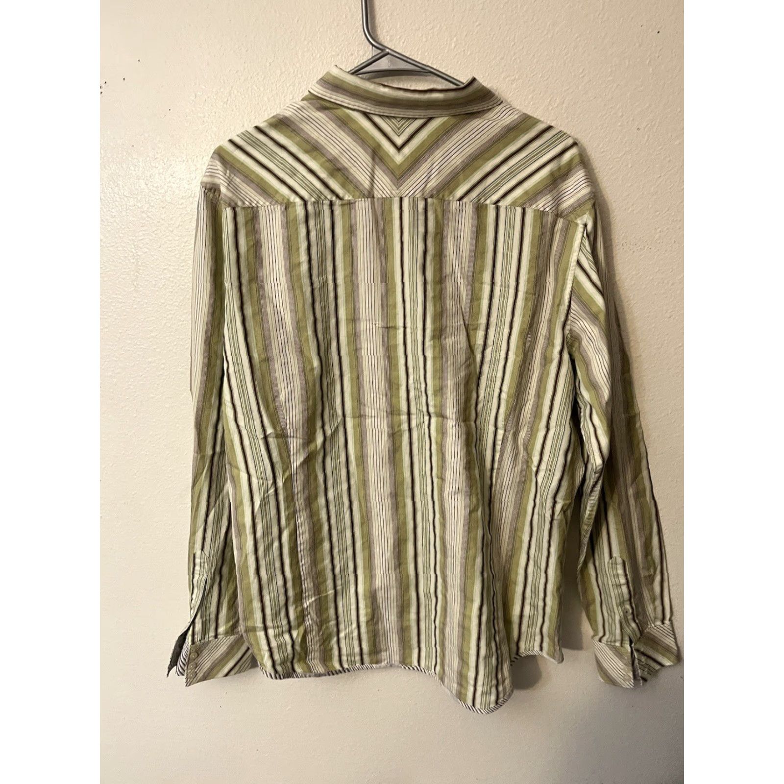 DKNY DKNY Men's Dress Shirt XL Green Striped Button Long Sleeve Shirt Size 46R - 3 Thumbnail