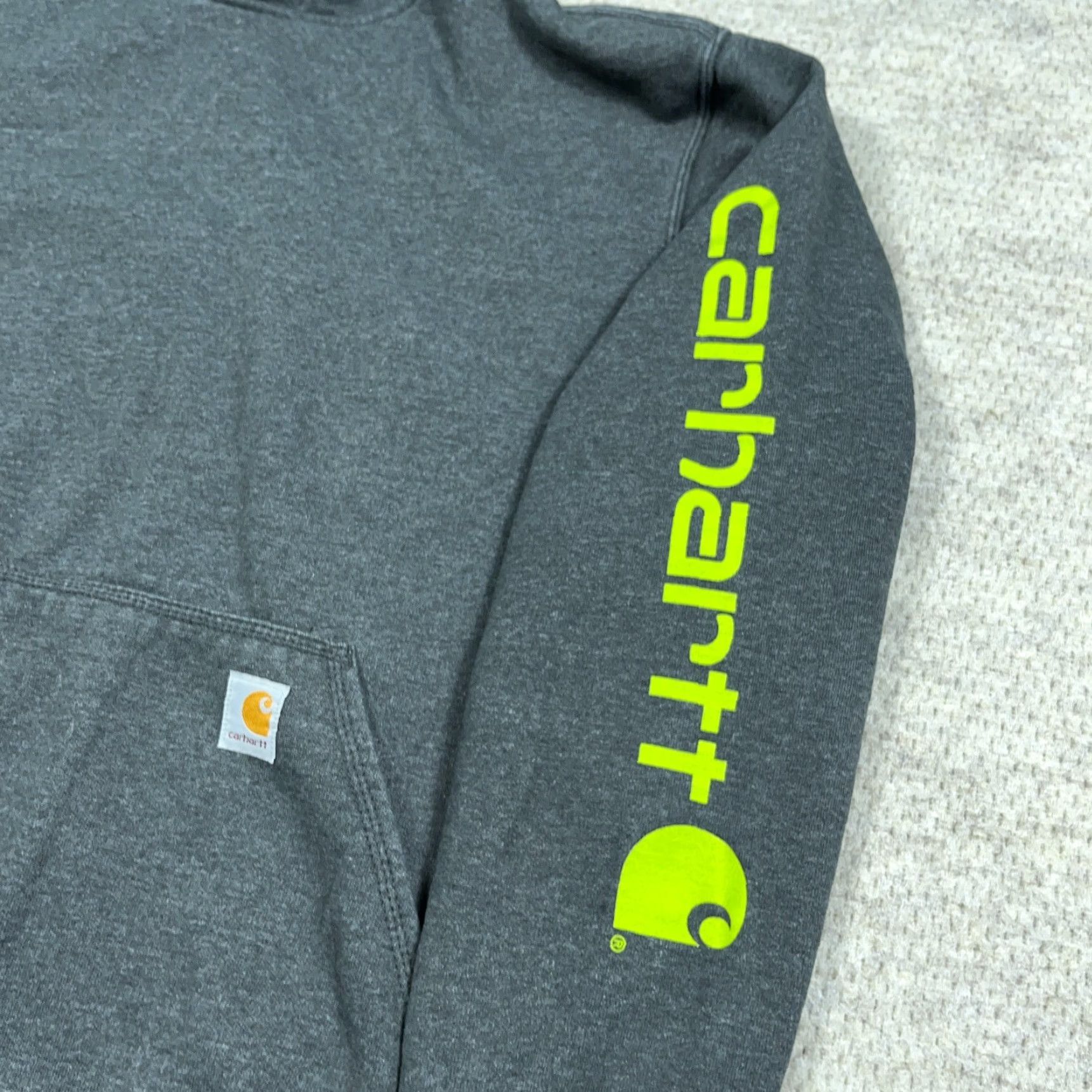 Carhartt Carhartt Hoodie Men XL Gray Green Loose Fit Sweatshirt Baggy Sleeve Spellout Size US XL / EU 56 / 4 - 4 Thumbnail