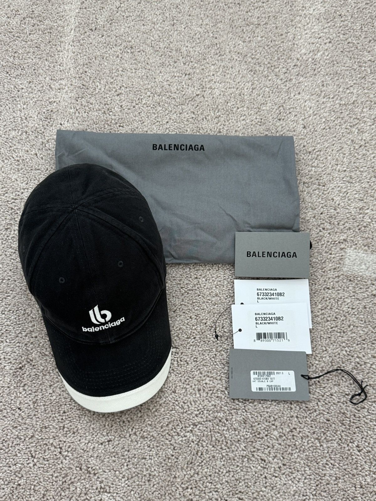 Pre-owned Balenciaga Bb Logo Baseball Cap Demna Black/white
