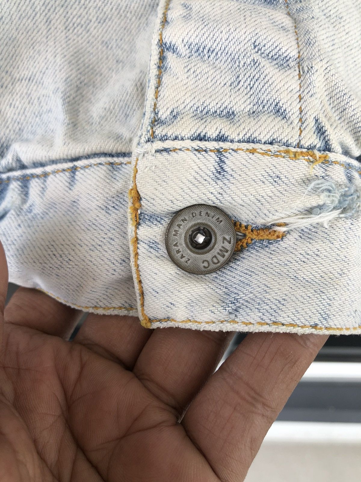 Zara Zara Mens Light Blue Studs Stones Skull Faded Wash Jacket Size US M / EU 48-50 / 2 - 16 Thumbnail