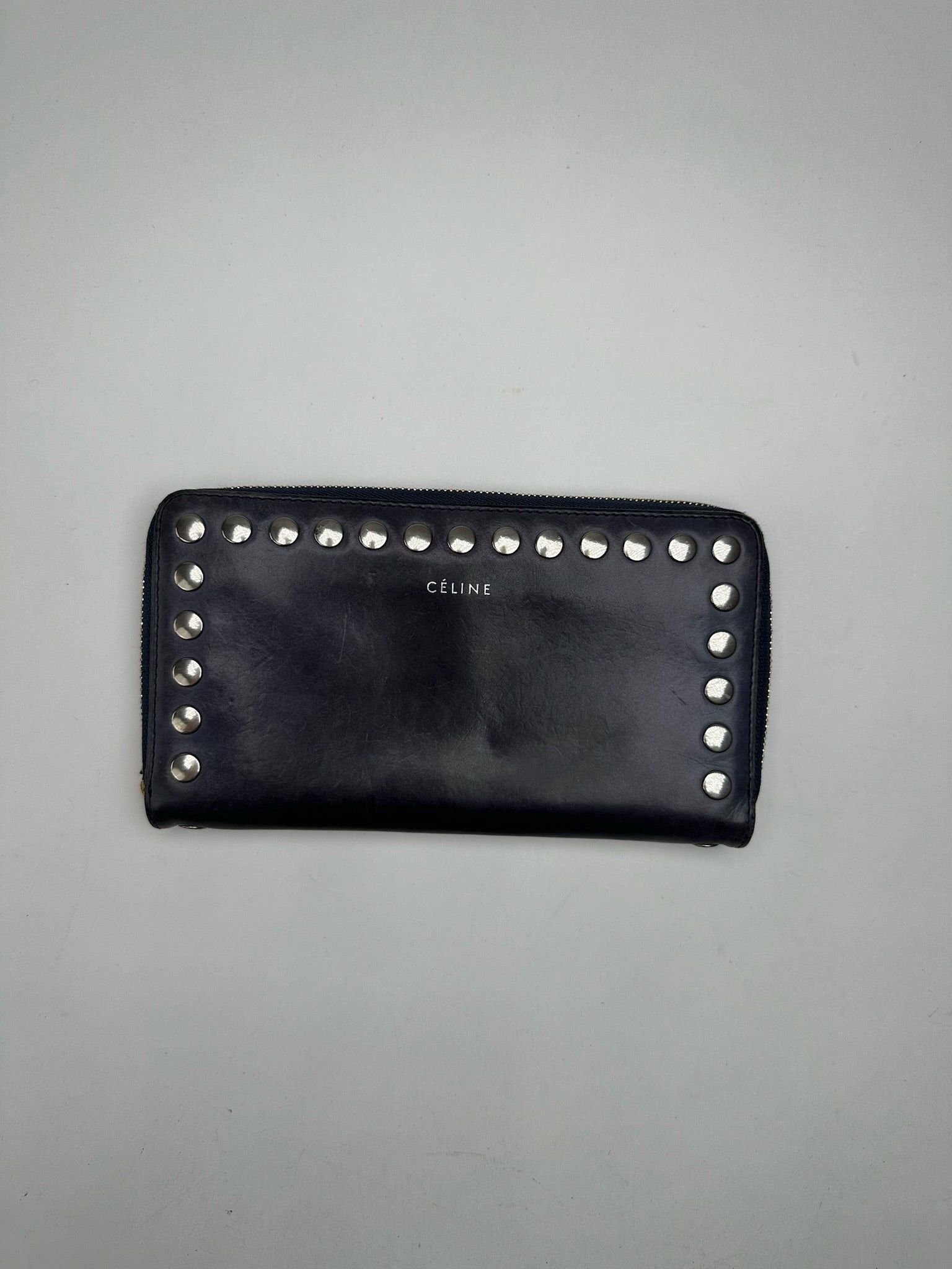Celine Vintage Paris Studded Leather Wallet Black Size ONE SIZE - 1 Thumbnail