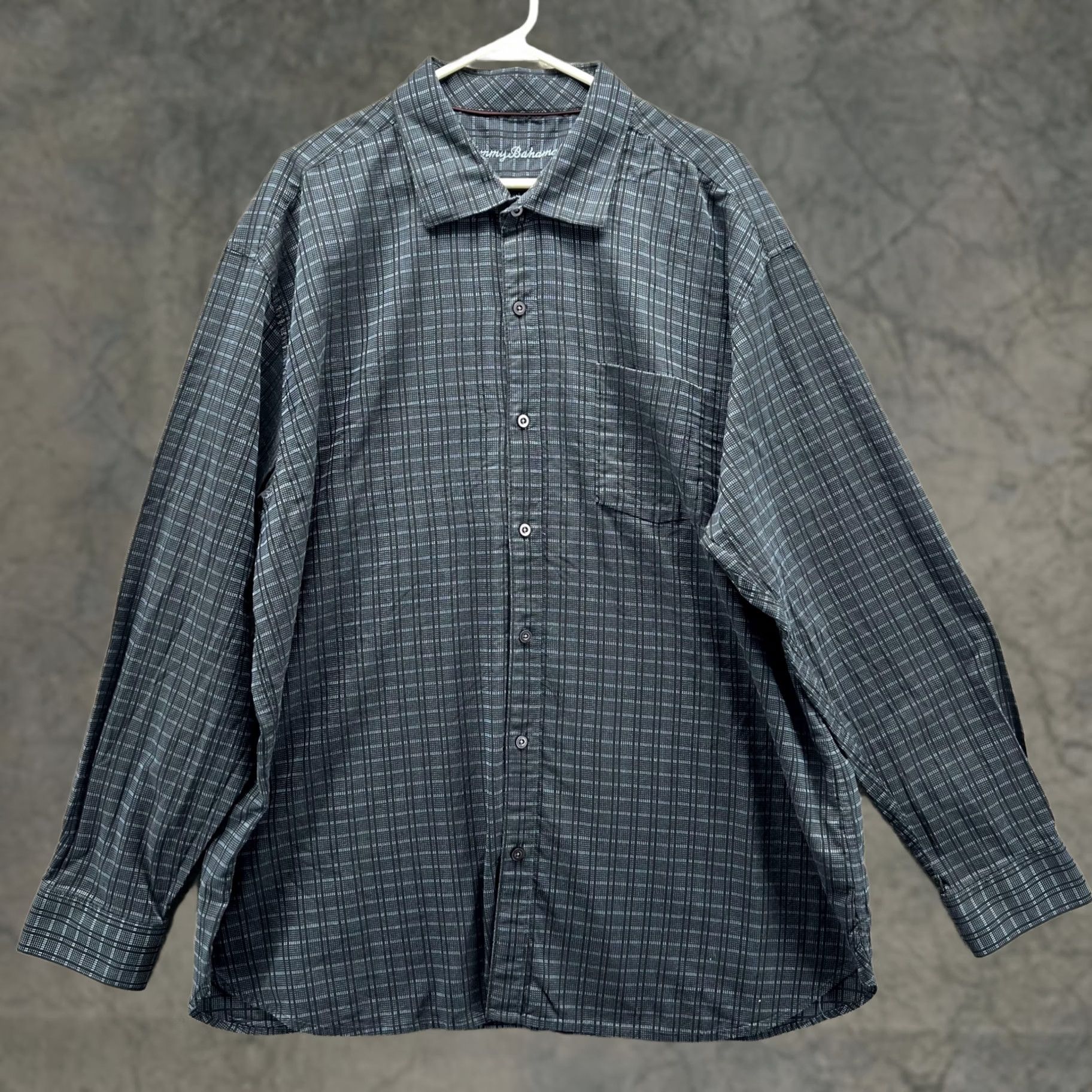 Tommy Bahama Tommy Bahama Shirt Mens 2XL Gray Check Long Sleeve Button Up Cotton Silk Size US XXL / EU 58 / 5 - 1 Thumbnail
