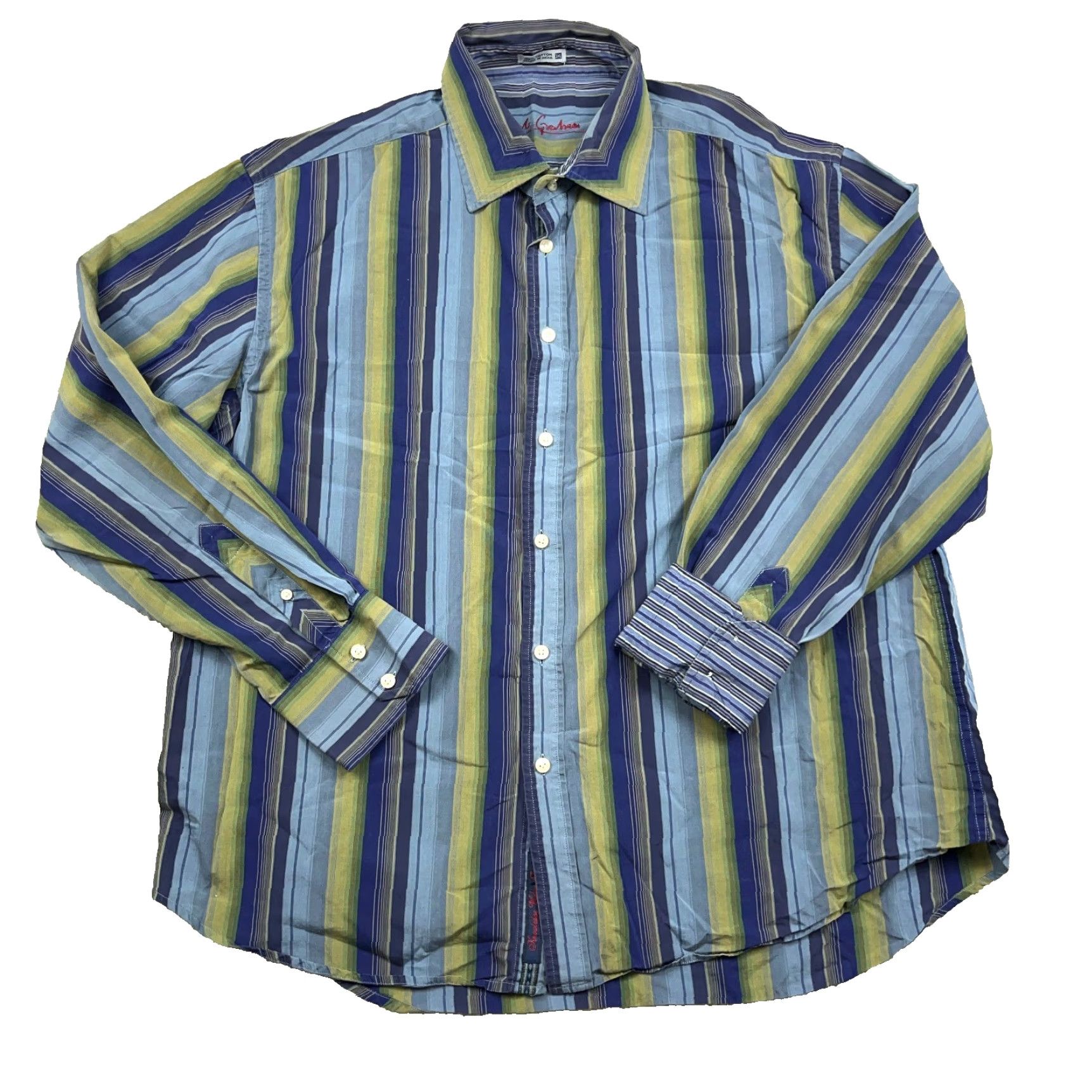 Robert Graham Robert Graham Shirt Men 3XL Button-Up Color Blue Striped Casual Modern Preppy Wear Dress Size 48R - 2 Thumbnail