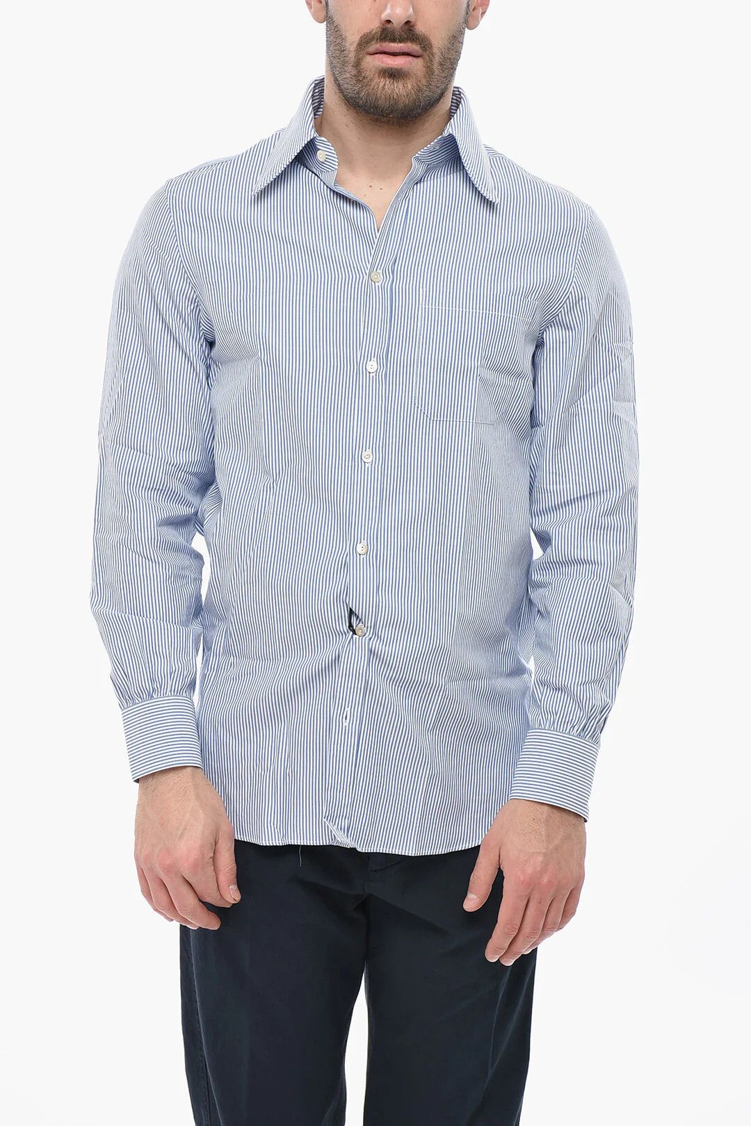Gucci og1mm0426 Cotton Poplin Shirt in Blue Size US XXS / EU 40 - 1 Thumbnail