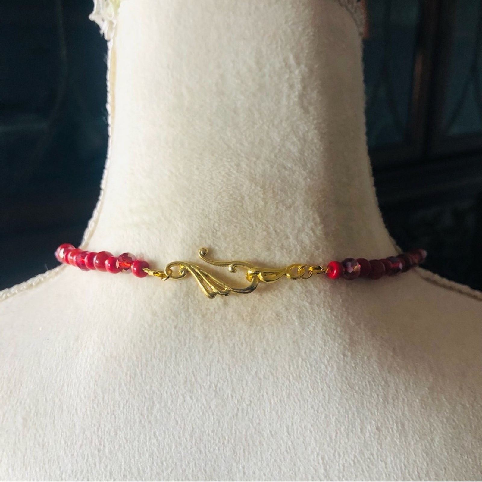 Handmade Handcrafted repurpose carnelian glass crystal necklace Size ONE SIZE - 6 Thumbnail