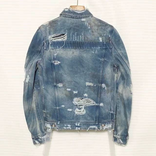 Amiri Amiri Original Year Oily Stain Destroyed Zip-Up Denim Jack Size US M / EU 48-50 / 2 - 2 Thumbnail