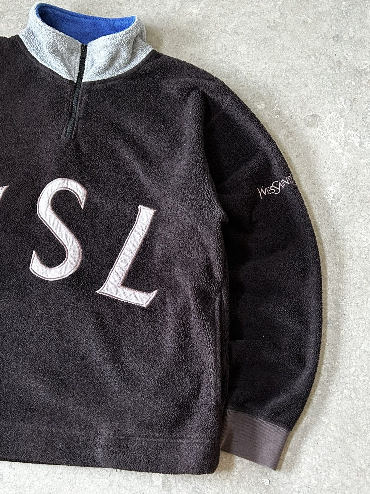 Vintage Yves Saint Laurent Vintage Fleece Pullover YSL Big Logo Size US S / EU 44-46 / 1 - 9 Thumbnail