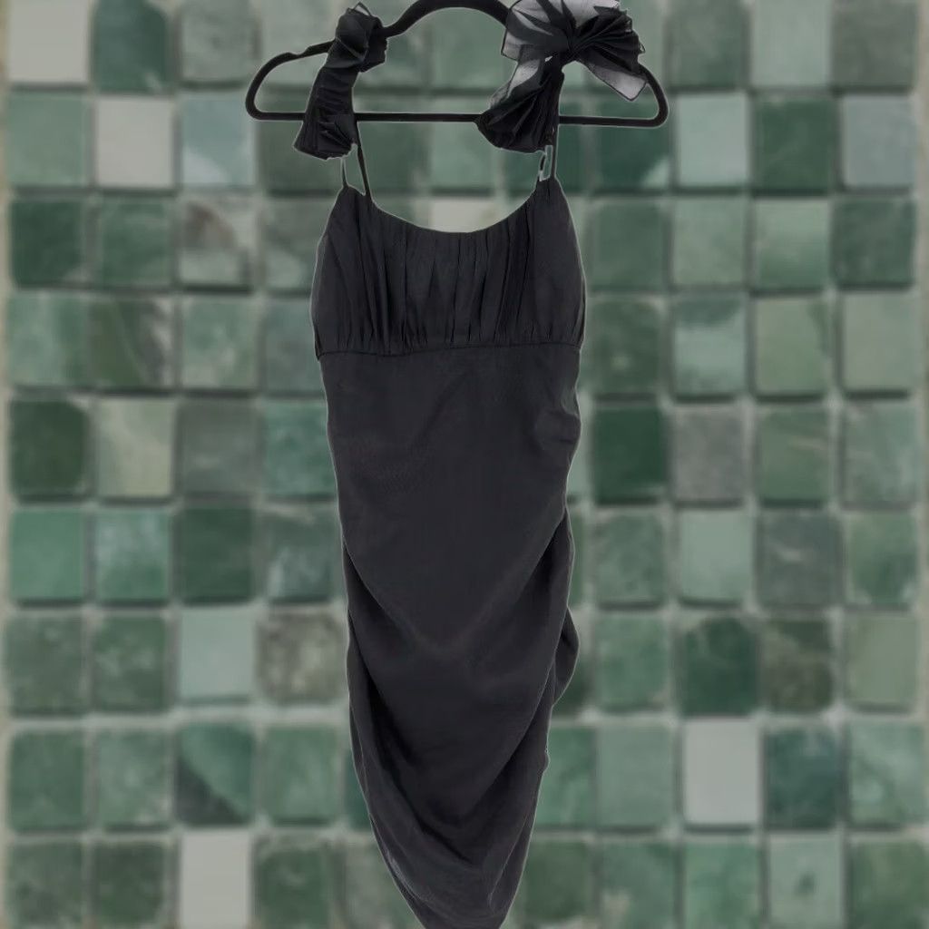 Vintage Lovers and Friends Mini Dress Women's S Black Ruched Ruffle Cocktail Dress Size S / US 4 / IT 40 - 1 Thumbnail