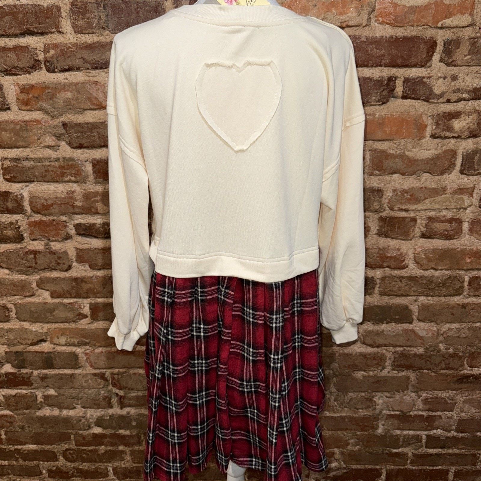 Anthropologie Entro NWT Holly Mix Media Sweatshirt & Plaid Dress Sz S Size S / US 4 / IT 40 - 5 Thumbnail