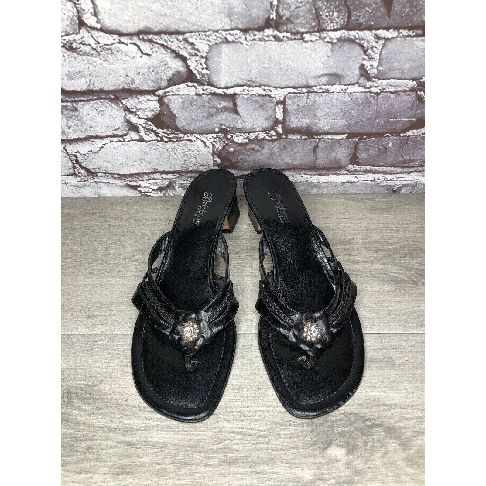 Brighton Brighton Kylie Black Leather Heart Heel Sandals Women’s Sz 9 Size US 9.5 / IT 39.5 - 11 Thumbnail