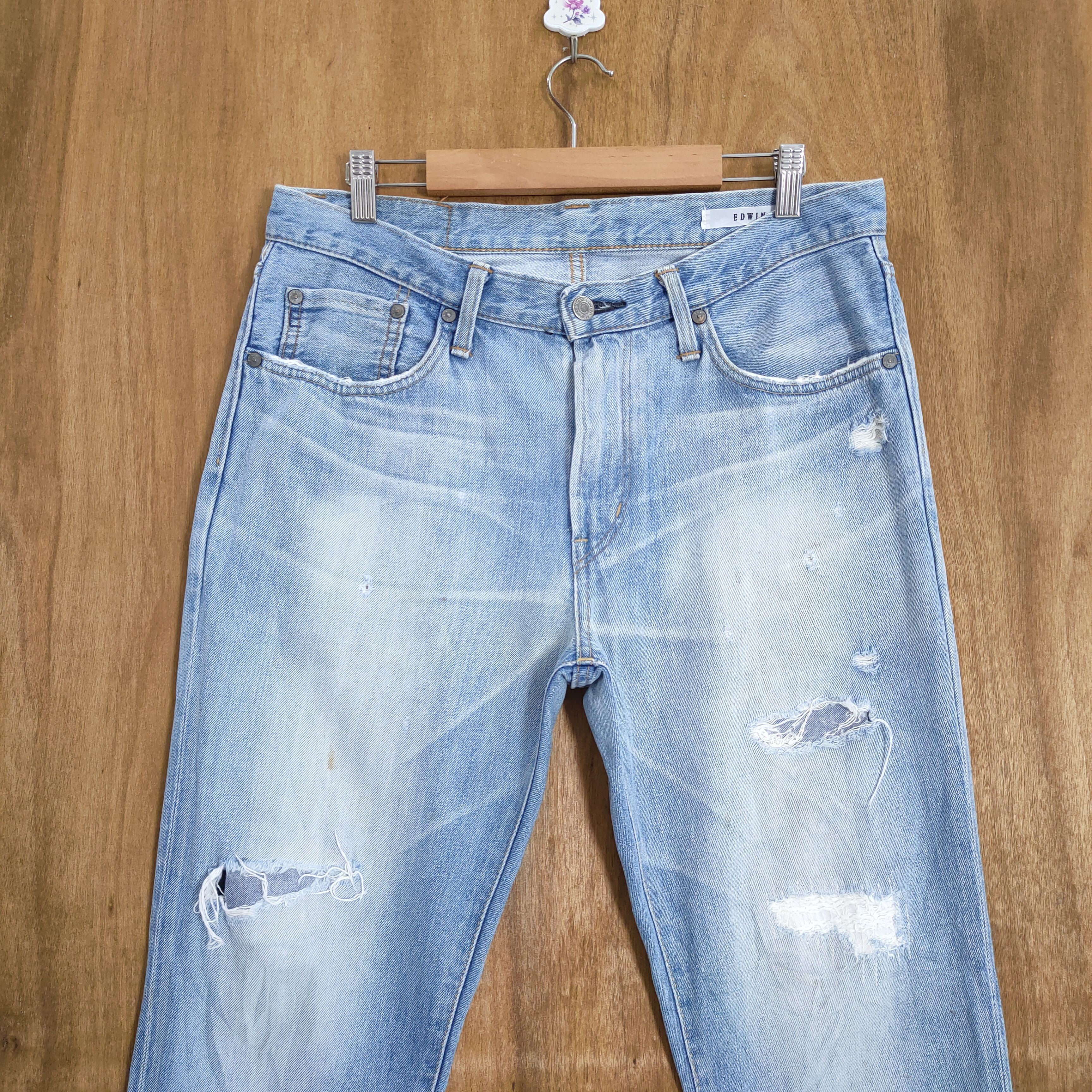 Edwin EDWIN DISTRESSED LIGHT BLUE SKINNY JEAN PANTS Size US 32 / EU 48 - 3 Thumbnail