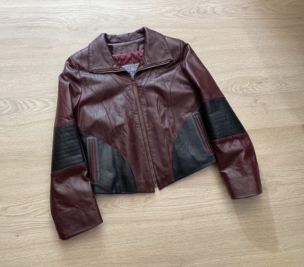 image of Leather Jacket x Moto Vintage Unica Women’S Y2K Genuine Leather Moto Jacket in Cherry Red, Women's 