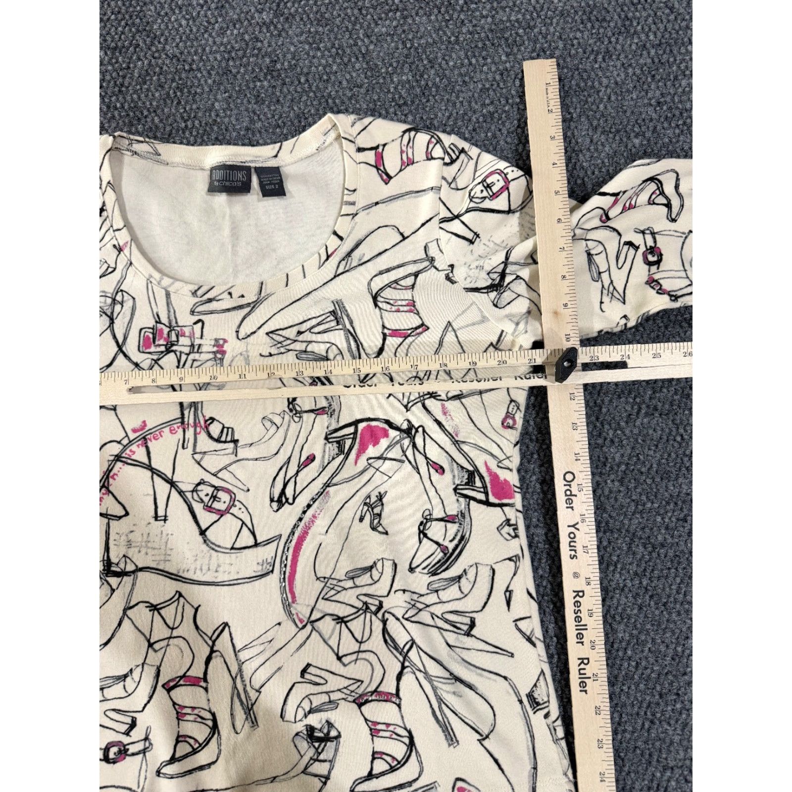 Vintage Chicos Shirt Womens L Beige Round Neck Long Sleeve Knit Stretch Solid Classic Print Size L / US 10 / IT 46 - 4 Thumbnail
