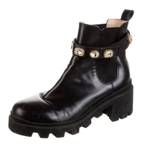 Gucci Gucci Double G Logo Leather Jeweled Chelsea Boots US11/IT41 Size US 11 / IT 41 - 2 Thumbnail