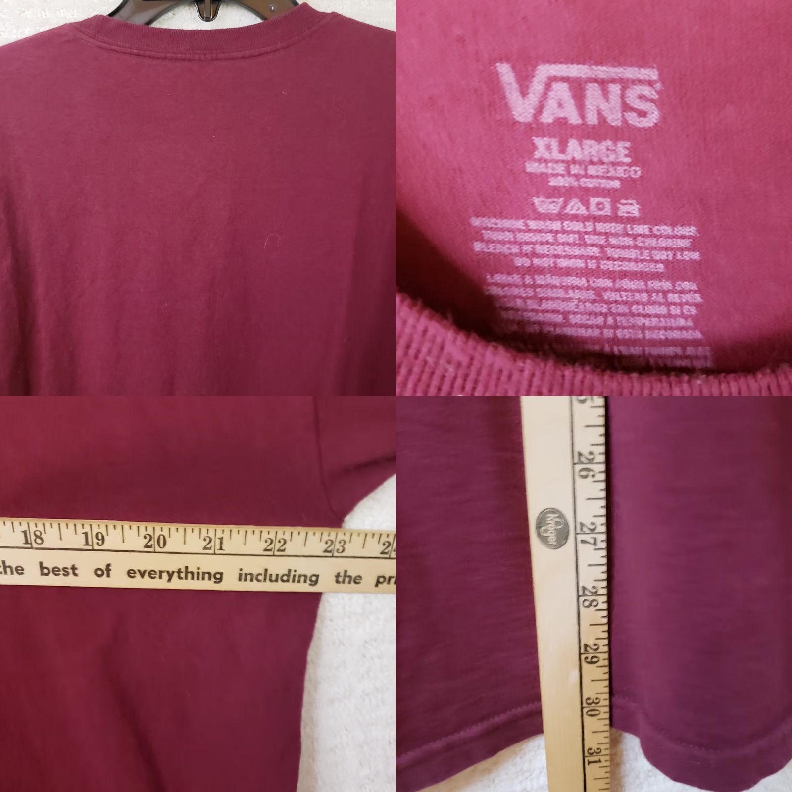 Vans Vans T-shirt Men's XL Burgundy Black Crewneck Vans Logo Short Sleeve Cotton Blend Size US XL / EU 56 / 4 - 8 Thumbnail