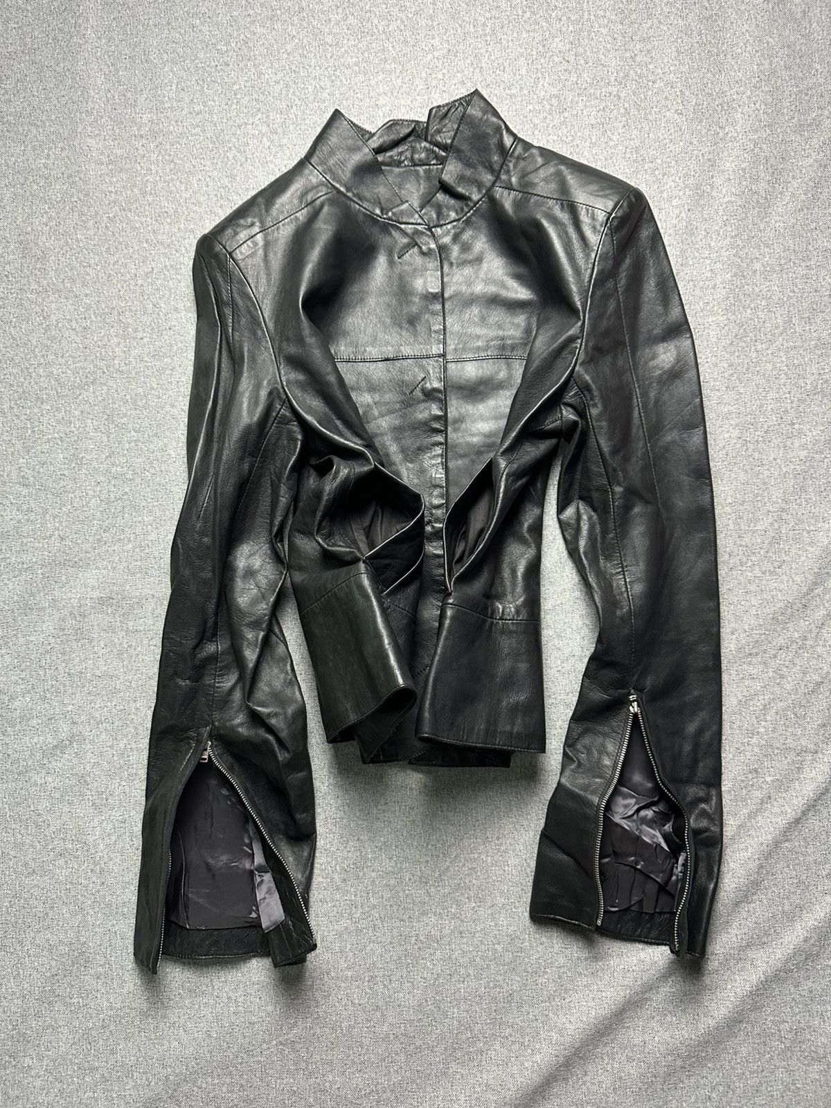 Costume National Costume National - 1990s Black Leather Moto Jacket Size S / US 4 / IT 40 - 1 Thumbnail