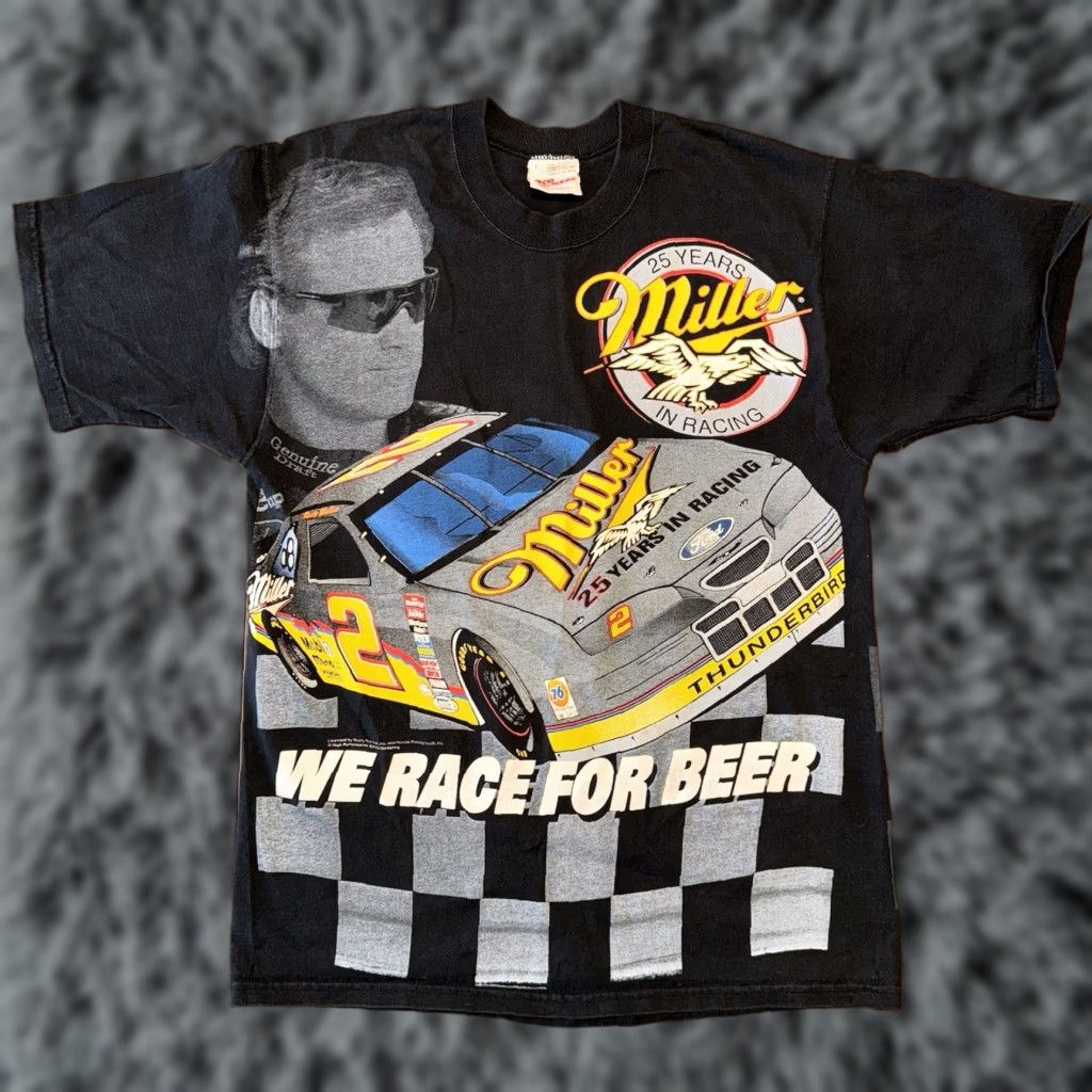 Chase Authentics VINTAGE Chase Authentics Nascar T-Shirt Mens Large AOP We Race For Beer 25 Yrs Rusty Wallace Black Size L Size US L / EU 52-54 / 3 - 1 Thumbnail