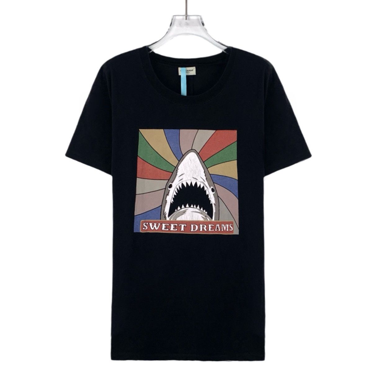 Saint Laurent Paris Saint Laurent Black Shark Print Short Sleeve T-Shirt K26WX Size L / US 10 / IT 46 - 1 Thumbnail