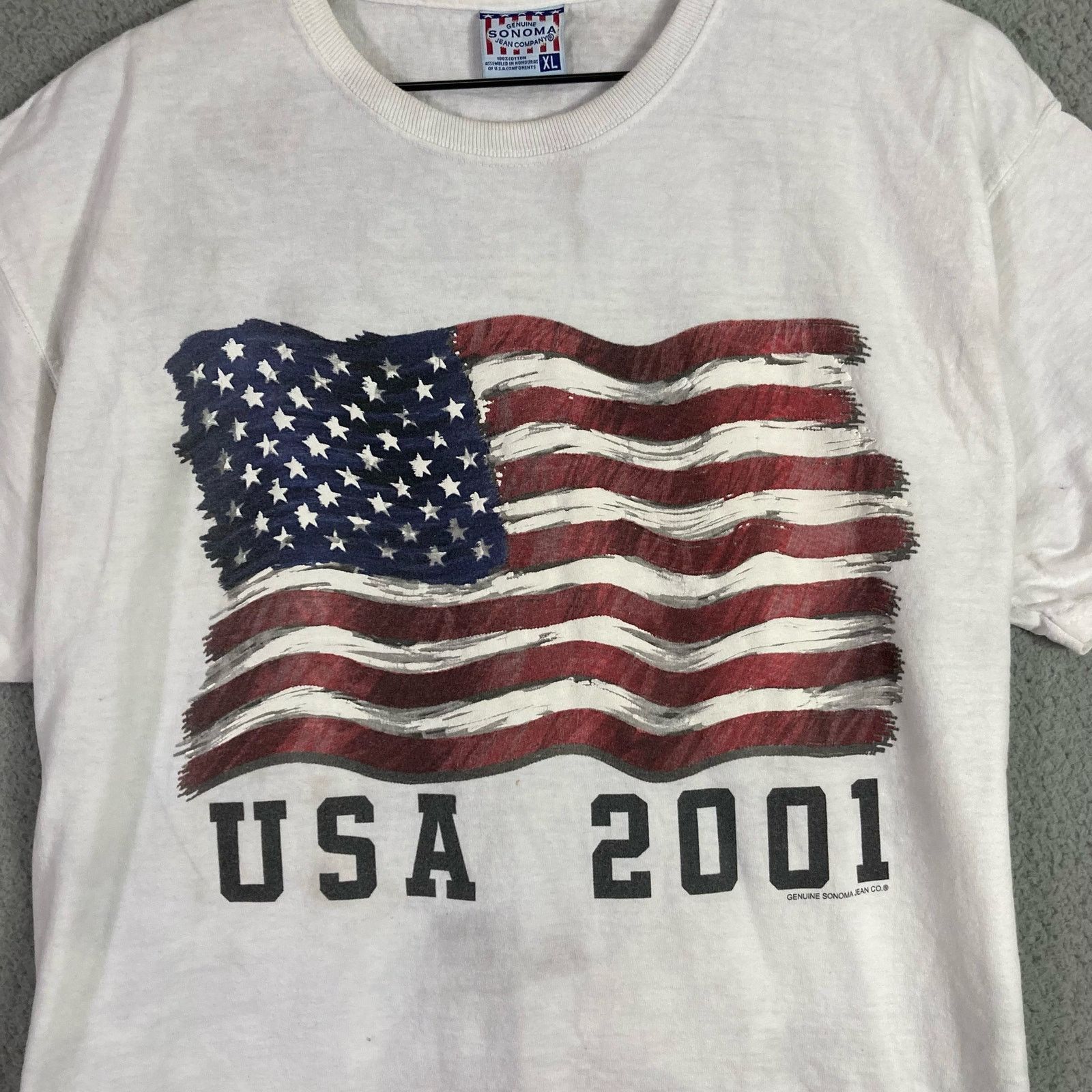 Sonoma Vintage September 11 2001 Men's XL White American Flag Tee Size US XL / EU 56 / 4 - 9 Thumbnail