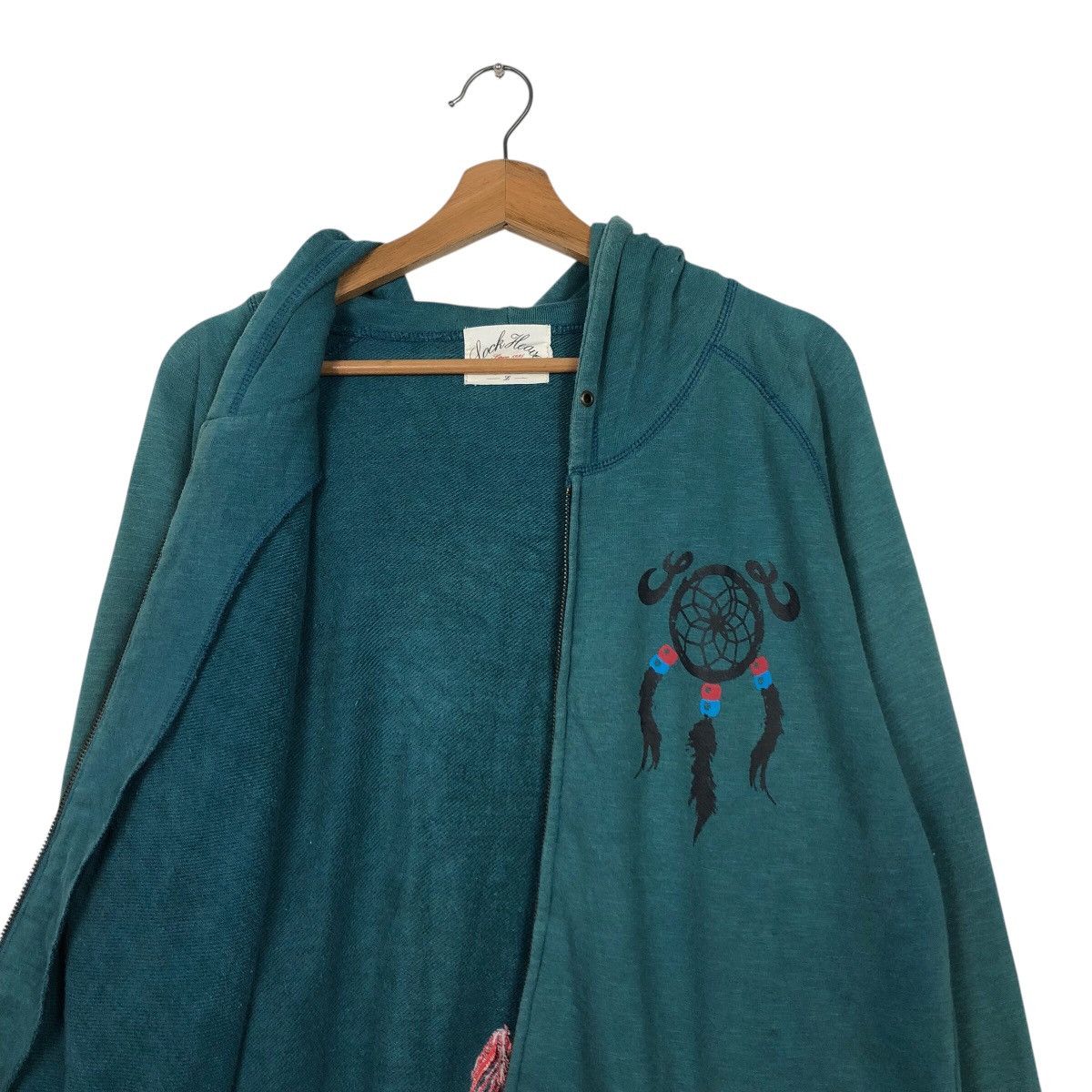 Japanese Brand Vintage LockHeaven Teal Zip Hoodie Embroidered Dreamcatcher Size US L / EU 52-54 / 3 - 14 Thumbnail