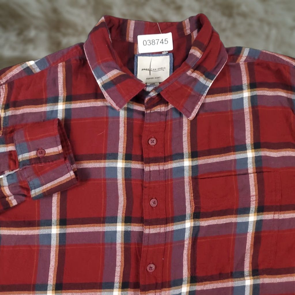 American Eagle Outfitters American Eagle Shirt Mens Large Red Plaid Outdoors Button Up Long Sleeve Size US L / EU 52-54 / 3 - 1 Thumbnail